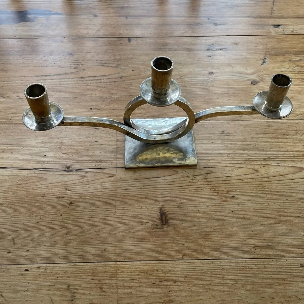 Restoration Hardware De Loupe candelabra. Modern rustic silver candle holder.